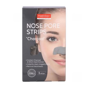 چسب پاک کننده بینی ذغالی پیوردرم Purederm Charcoal Nose Pore Strips Count 6